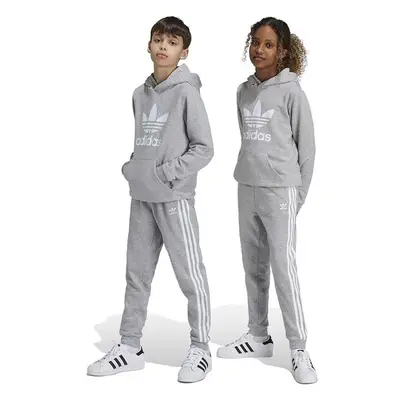 Dětské tepláky adidas Originals TREFOIL PANTS šedá barva, melanžové, 99232836