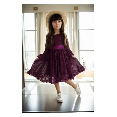 N8712 Dewberry Princess Model Girls Dress with Hat & Lace-MOR 99792085