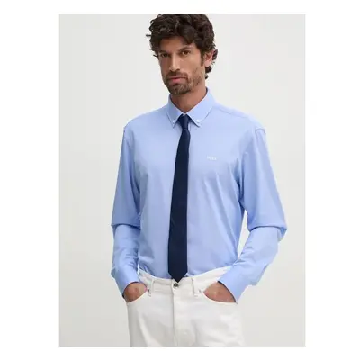 Košile BOSS pánská, modrá barva, regular, s límečkem button-down 99217992