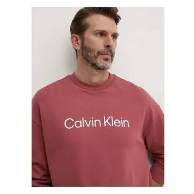 Bavlněná mikina Calvin Klein pánská, fialová barva, s potiskem, 99784949