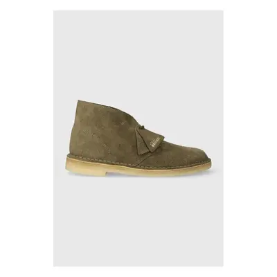 Semišové polobotky Clarks Originals Desert Boot pánské, zelená barva, 90865428