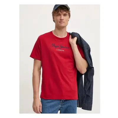 Bavlněné tričko Pepe Jeans Eggo červená barva, s potiskem, PM508208 100211598