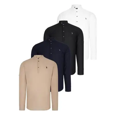 SET OF FOUR G783 DEWBERRY JUDGE COLLAR SHIRT-BLACK-WHITE-NAVY-BEIGE 91295357