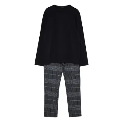 Trendyol Black-Anthracite Plaid Knitted Pajama Set 95342767