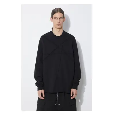 Bavlněná mikina Rick Owens Crewneck Sweat pánská, černá barva, hladká, 91607234