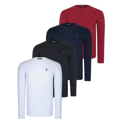 QUADRUPLE SET T8588 DEWBERRY ROUND NECK MENS SWEATSHIRT-BLACK-NAVY 87113610