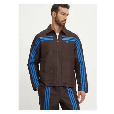 Bunda adidas Originals Club Jacket pánská, hnědá barva, přechodná, 99867944