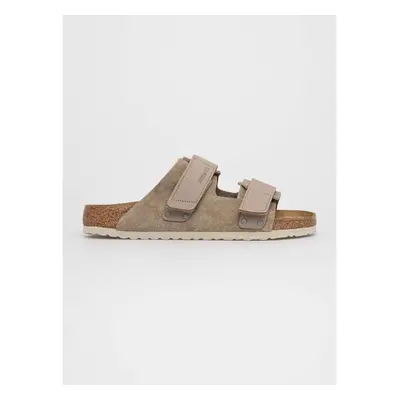 Semišové pantofle Birkenstock Uji pánské, béžová barva, 1025690 84025970