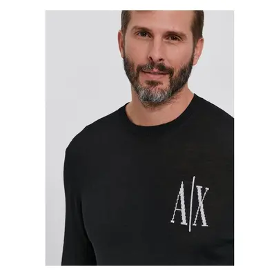 Vlněný svetr Armani Exchange pánský, černá barva, lehký 62411886