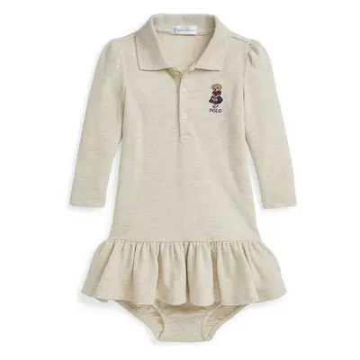 Dětské bavlněné šaty Polo Ralph Lauren béžová barva, mini, 99279629