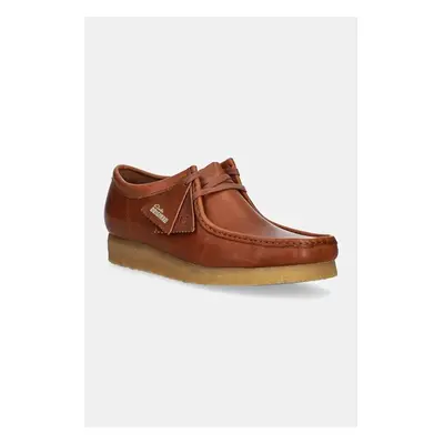 Kožené polobotky Clarks Originals Wallabee pánské, hnědá barva, 100028254