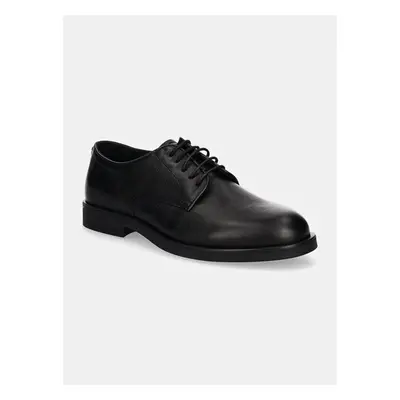 Kožené polobotky Calvin Klein DERBY LTH pánské, černá barva, 99233325