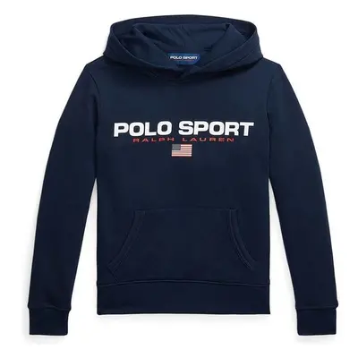 Dětská mikina Polo Ralph Lauren tmavomodrá barva, s kapucí, s potiskem 99686855