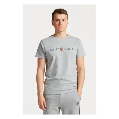 TRIČKO GANT D1. BANNER SHIELD SS T-SHIRT GREY MELANGE 75576876