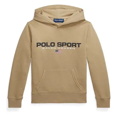 Dětská mikina Polo Ralph Lauren béžová barva, s kapucí, s potiskem, 99686844