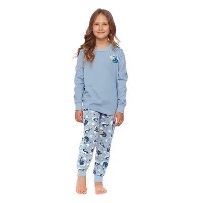 DN Nightwear Dětské pyžamo s lenochody Dreams modré s lenochodem 73641203