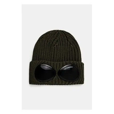 Vlněná čepice C.P. Company Extra Fine Merino Wool Goggle Beanie zelená 99543068