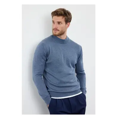 Trendyol Blue Slim Cotton Half Turtleneck Plain Knitwear Sweater 99793880