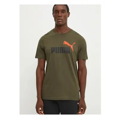 Bavlněné tričko Puma hnědá barva, s potiskem, 586759 99215986