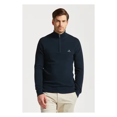 SVETR GANT COTTON PIQUE HALF ZIP EVENING BLUE 94356896