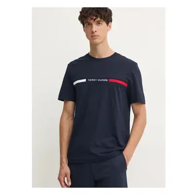 Bavlněné tričko Tommy Hilfiger tmavomodrá barva, s aplikací, 100235452