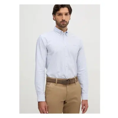 Bavlněná košile BOSS modrá barva, slim, s límečkem button-down, 99540683