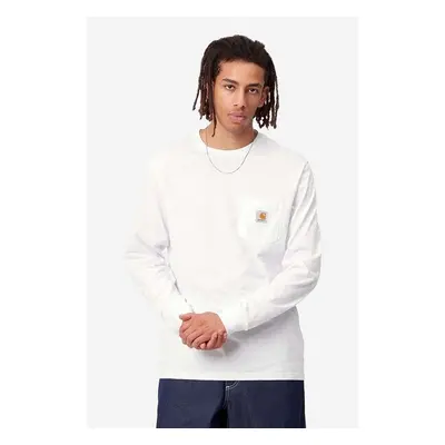 Bavlněné tričko s dlouhým rukávem Carhartt WIP L/S Pocket T-Shirt bílá 84020365