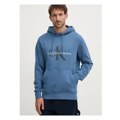 Bavlněná mikina Calvin Klein Jeans pánská, modrá barva, s kapucí, s 99841485