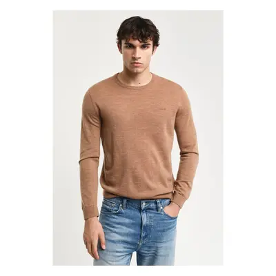 SVETR GANT EXTRAFINE MERINO WOOL C-NECK DK. SAND MELANGE 97832521