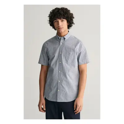 KOŠILE GANT REG POPLIN MICROCHECK SS SHIRT DOVE BLUE 90826135