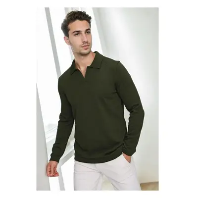 86813 Dewberry Polo Neck Long Sleeve Knitwear-Khaki 99788652