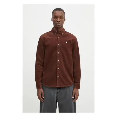 Bavlněná košile Carhartt WIP Longsleeve Madison Cord Shirt hnědá barva 99834150