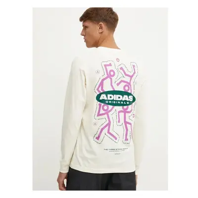 Tričko adidas Originals béžová barva, s potiskem, IX6785 99440403