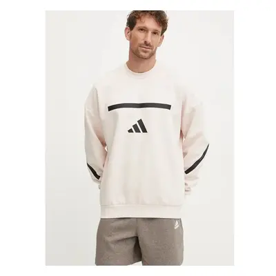 Mikina adidas ZNE pánská, béžová barva, s potiskem, JF2452 99822200