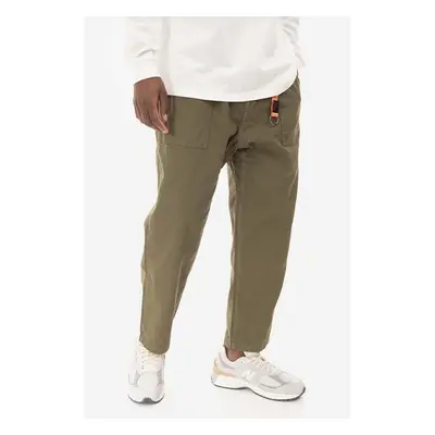 Bavlněné kalhoty Gramicci Loose Tapered Pant zelená barva, široké, 84427115