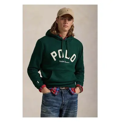 Mikina Polo Ralph Lauren pánská, zelená barva, s kapucí, s potiskem, 100027939