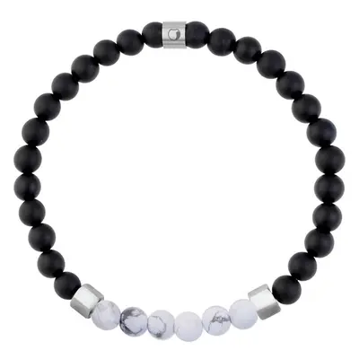 Manoki Korálkový náramek Joseph - 6 mm Onyx, bílý Howlit 81017334