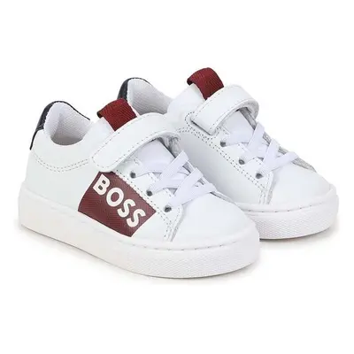 Dětské kožené sneakers boty BOSS bílá barva 89453638