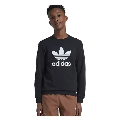 Dětská mikina adidas Originals TREFOIL CREW černá barva, s potiskem, 94596511