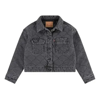 Dětská riflová bunda Levis QUILTED TRUCKER JACKET šedá barva, 4EL097 99232628