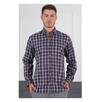 dewberry G718 DERBERRY MENS SHIRT-LACİVERT- BURGUNDY 58677027