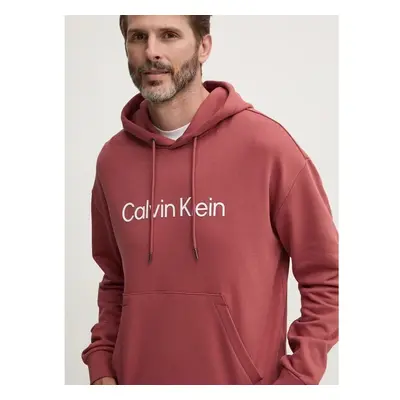 Bavlněná mikina Calvin Klein pánská, fialová barva, s kapucí, s 99691770