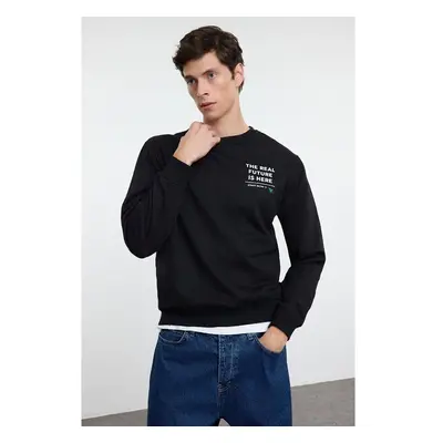 Trendyol Black Regular/Normal Cut Crew Neck Text Printed Sweatshirt 99912006