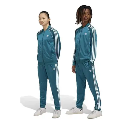 Dětské tepláky adidas Originals SST TRACK PANTS zelená barva, s 96266592