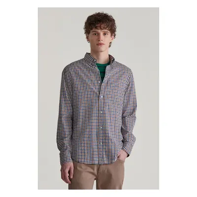 KOŠILE GANT REG LIGHT TWILL GINGHAM SHIRT CACAO 99943926