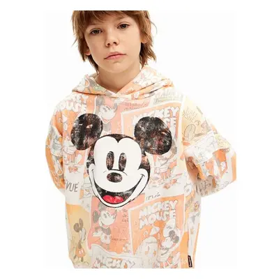 Dětská bavlněná mikina Desigual MICKEY MOUSE oranžová barva, s kapucí, 99953993