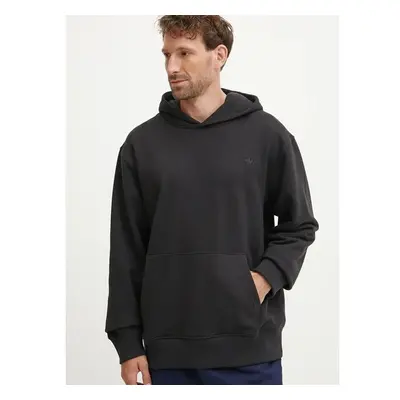 Bavlněná mikina adidas Originals pánská, černá barva, s kapucí, hladká 98112538