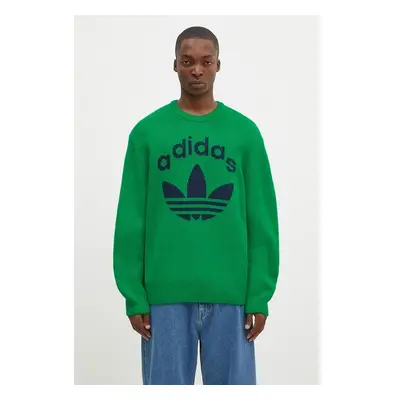 Svetr adidas Originals Knit Crewneck pánský, zelená barva, JN5966 100028074