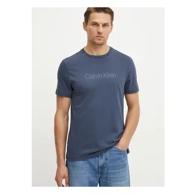 Bavlněné tričko Calvin Klein tmavomodrá barva, s aplikací, K10K113587 99256069