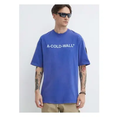 Bavlněné tričko A-COLD-WALL* Overdye Logo T-Shirt s potiskem, 92008117